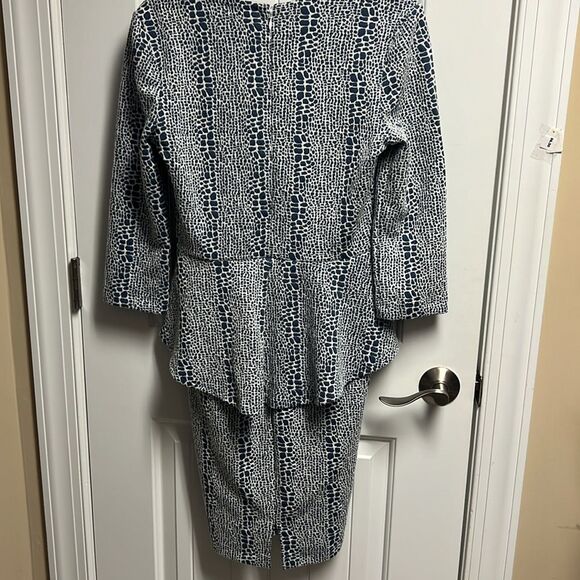 NWT TYLER BOE Women's Blue Reptile Print Long Sleeve Peplum Knit Dress Sz S - Picture 8 of 8